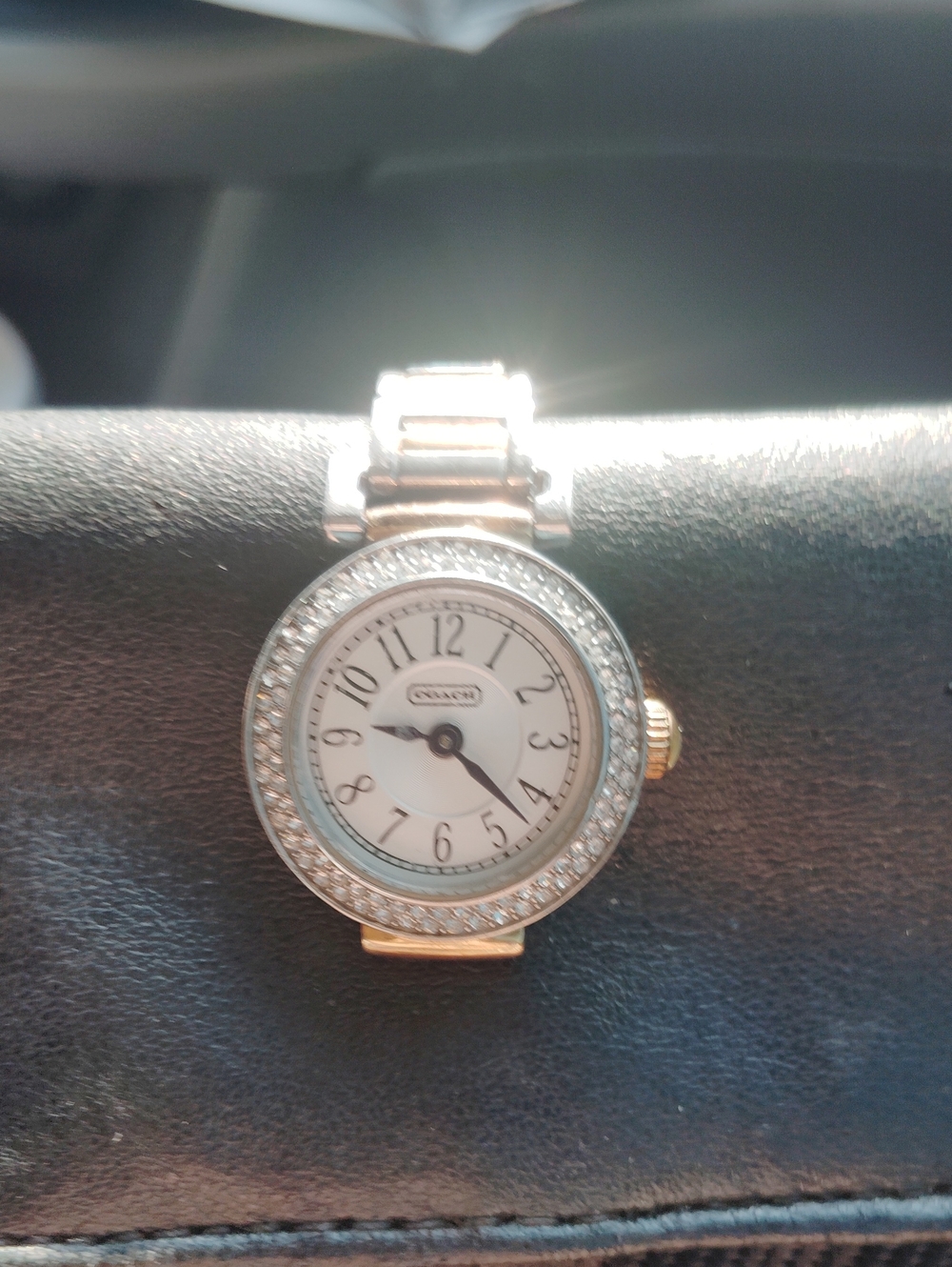 Coach Two-Tone Crystal Bezel Round Women's Watch